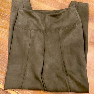 White House Black Market faux suede leggings. Olive green.